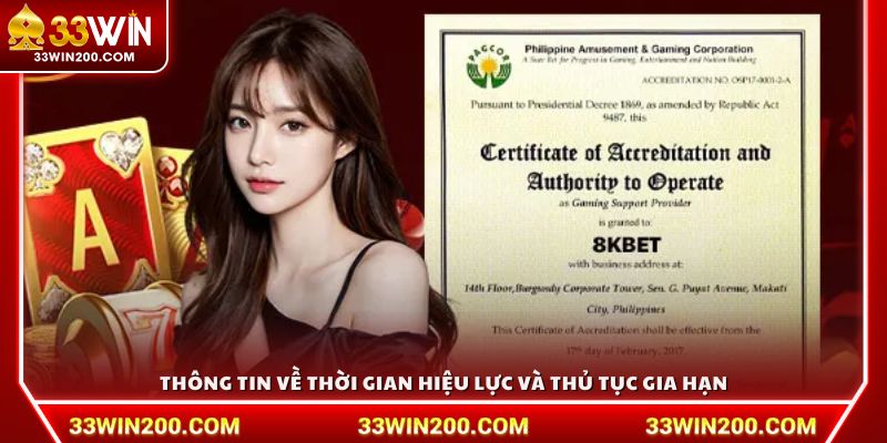 Thông tin về thời gian hiệu lực và thủ tục gia hạn